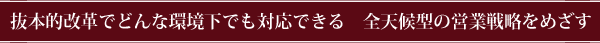 抜本的改革でどんな環境下でも対応できる 全天候型の営業戦略をめざす